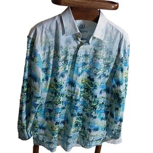 BUGATCHI UOMO MEN'S BUTTONS DOWN LONG SLEEVES CASUAL SHIRT SIZE LARGE